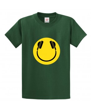 Smiley Emoji Inspired Head Phones Classic Unisex Kids and Adults T-Shirt For Music Lovers